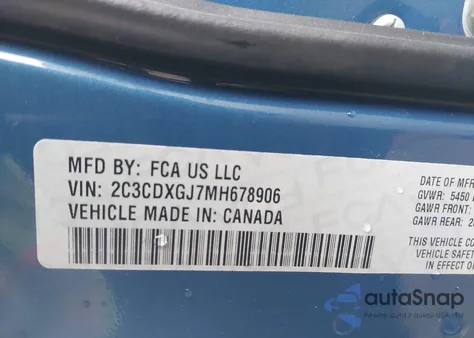 2021 Dodge Charger Scat Pack Rwd z USA, uszkodzony, nr VIN 2C3CDXGJ7MH678906